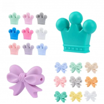 LOFCA Silicone crown Beads 10pcs Bow tie Beads BPA Free Food Grade Silicone Beads  Necklace Keychain Jewelry Accessories