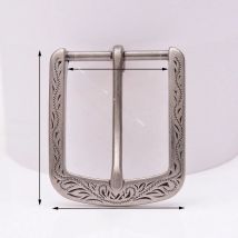 Flower Carved Antique Silver Prong Pin Buckle Men Leather Belt Replacement Buckle 62X53MM (INNER40MM)