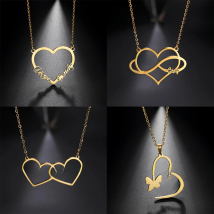 Lemegeton Custom Name Necklace Personalized Customized Heart Letter Neckalces Stainless Steel Jewelry Valentine’s Day Gifts