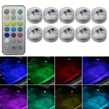 Wireless Adhesive LED Car Interior Ambient Light Remote Control Decoration Auto Roof Foot Atmosphere Lamp Bicycle Tail Light