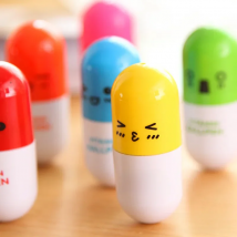 6pcs/lot Korea Stationery Smiling Face Pill Shape Ballpoint Pen Cute Cartoon Favor Retractable Ball Pen