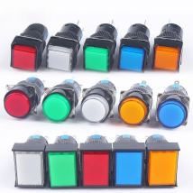 16mm Momentary LED Illuminuted Maintained Self-locking Push Button Switches 12V 24V 220V 1NO1NC 2NO2NC With Light/NO LED Lamp