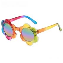Kids Flower Sunglasses Rainbow Colorful Cute Round Kid Eyewear for Toddler Kids Boy Girls Outdoor Activities