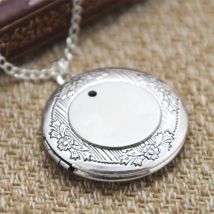 Alice in Wonderland Locket Necklace We're All Mad Here Silver Tone Jewelry