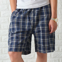 Cotton Blend Mens Underwear Boxers Shorts Male Casual Sleepwear Underpants Plaid Loose Comfortable Homewear Sleeping Short Pants