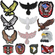 Gold Large Embroidery Eagle Patch Iron On Leather Jacket DIY Decoration USA Flag Eagle Clothes Back Sticker for Motorcycle Men