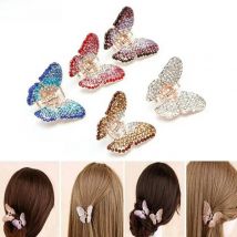 New Women Rhinestone Butterfly Hair Claw Clips Elegant Metal Crystal Hairpins Hair Accessories for Girls Headdress Ornament