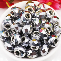 20Pcs Set Large Hole Cut Faceted Glass Spacer Women Waist Bracelet Beads for Jewelry Making Charms Necklace Snake Chain Bangle