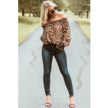 Womens Off Shoulder Blouse Hot Sexy Women Leopard Print Long Sleeve Blouse Tops Ladies Tops And Blouses 2019 Puff Sleeve Blouses