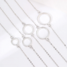 925 Sterling Silver Bracelet Chains-Bezel Link Connector fit 8mm Cabochon Bracelet Blank Mounting Setting for DIY Jewelry Making