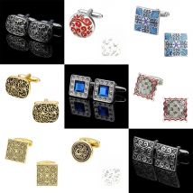 Memolissa Vintage Pattern Cufflinks Square Round Gold Blue Red Office Style Men's Business Shirt Cufflinks Abotoadura