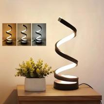 USB Plug in Creative Spiral LED Night Light Dimmable 3 Colors Adjustable for Living Room Office Desk Table Bedroom Bedside Decor