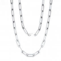 ORSA JEWELS Genuine 925 Sterling Silver Paperclip Neck Chain 6/9.3/12mm Basic Link Chain Necklace for Men Women Jewelry SC39