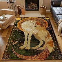 1PC Wolf Mythical Painting Carpet for Living Room Bedroom Sofa Doormat Decor Area Rug Non-slip Floor Mat Machine Washable