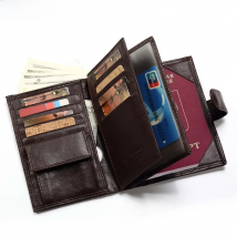 KAVIS Genuine Leather Wallet Men Passport Holder Coin Purse Magic Walet PORTFOLIO MAN Portomonee Mini Vallet Passport Cover