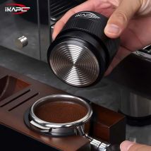 IKAPE Espresso Kalibrierter Tamper, Premium Barista Kaffee-Tamper mit Federmechanismus, 100% Edelstahl-Tamper