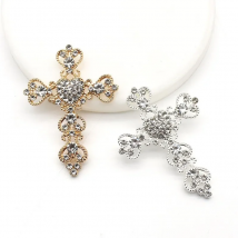 5Pcs 56 * 64MM Shiny Rhinestone Cross Alloy Jewelry Accessories Diy Wedding Dress Headwear Decoration Accessories