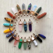 Natural Gem stone Quartz crystal green aventurine pendulum pillar pendants for jewelry making 24pcs/lot Wholesale fast shipping