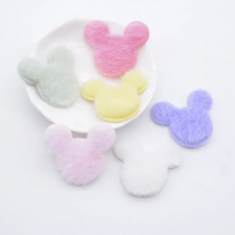 24Pcs Padded Plush Mouse Head Appliques for DIY Headwear Hair Clips Decor Accessories Baby Clothes Hat Leggings Sewing Patches