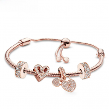 Silver Plated Crystal Feather Charm Bracelets With Adjustable Chain Bracelet For Women Wife DIY Brand Romantic Jewelry Gift