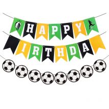 1set Football Party Happy Birthday Banner Paper Garland Kids Boys Sports Theme Soccer Birthday Party Decoration Favors Supplies