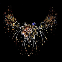 23*22cm 3 color hotfix rhinestones motif heat transfer iron on patch garment patch for women dress neckline Sweater