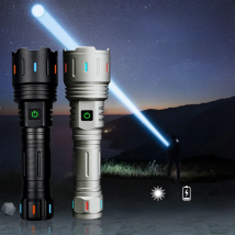 Super Bright Flashlight With Power Bank Long Range High-Power Type-c Charging Tactical Torch LEP 50W Outdoor Adventure Lighting