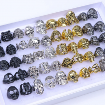 10Pcs/Lot Vintage Punk Gothic Style Skull Skeleton Metal Rings Fashion Mens Mix Style Jewelry Party Decoration Gifts Wholesale