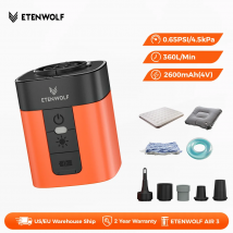 ETENWOLF AIR 3 Pompa ad aria elettrica 2600mAh Batteria e luce Pompa da campeggio portatile per materasso ad aria Materassini per dormire Galleggianti per piscina