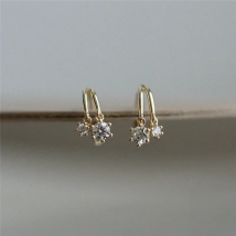 HI MAN 925 Sterling Silver French Exquisite Crystal Plating 14k Gold Earrings Women Fashion Temperament All-Match Jewelry