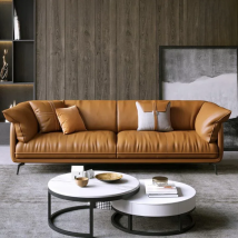 Modern Real Leather Upholstered 1+2+3-Seater Corner Sofa with Black Legs Can be Customzied