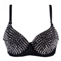 Striking Metallic Spike Bra Top Soutien Gorge Push Up Sexy Brassiere Punk Bralette Club Dancewear Studded Bras Underwear Women