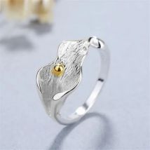 Uini-Tail Hot New 925 Tibetan silver Orchid Lotus Open Ring Simple Fashion Trend Literary Personality Golden Flower Jewelry