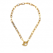 Stainless Steel Paper Clip Link Chain Customize Letter Initial Alphabet Pendant Necklace For Women Toggle Choker Name Jewelry