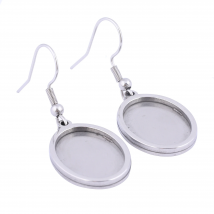 10pcs Stainless Steel Earring Bezel Blanks Fit 13x18mm Oval Cabochon Base Setting Diy Ear Wire Hooks Findings