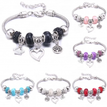 Charm Bracelet & Bangles 6-color Tree of Life crystal glass beads Brand Bracelets For Women Fashion Jewelry Girl Friendship Gift