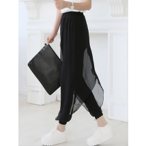 summer 2025 fashion ladies casual loose chiffon harem pants women pants black pantalon femme hot sale sarouel femme
