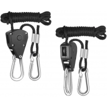 2pcs 1/8 Inch 8Feet Long Heavy Duty Adjustable Rope Clip Hanger for Grow Light Kit Hanging Ratchet Canoe Bow Stern Tie Down