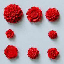 5pcs/Lot 15/21/25/34mm Red Polymer Clay Resin Rose Decoration Flowers Beads For Bracelet Necklace Craft Jewelry Diy Accessories