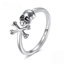 KALETINE 925 Sterling Silver Skull Ring Skeleton for Women Gothic Skeleton Rings Vintage Oxidized Silver Jewelry Halloween Gift
