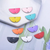 30pcs Copper Enamel Half Round Connector Charms Two-sided Enamelled  Double Hole Circle Pendant DIY Jewelry Earring Making