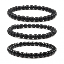 Natural Stone Elastic Bracelet 6mm Charm Men Black Lava Blue Beads Strand Bracelets for Women Yoga Meditation Jewelry pulseira