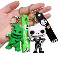 50style Christmas Halloween Keychains Nightmare Before Christmas Gifts Sally Jack Keyrings Cartoon Silicone Handbag Accessories