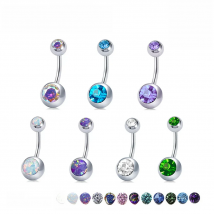 Trendy 14G Internally Threaded Women Sexy Belly Button Ring G23 Ti6AL4VELI Navel Piercing Comes With Coloful Zircon Opal