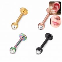 16G 6-12mm Zircon Labret Stud Lip Ring Hypoallergenic G23 Titanium Piercing Body Jewelry Ear Cartilage Helix Lobe Tragus Earring