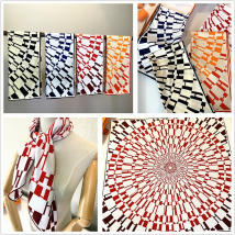Geometric circle Scarf Women Silk Scarf Luxury Brand Scarf Shawl Silk Scarves Long Printed Shawls Beach Cover-ups Sun shawl