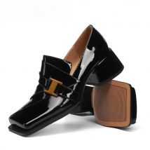 MILI-MIYA New Arrival Fashion Square Toe Women Genuine Leather Pumps Thick Heels Slip On Solid Color Spring Autumn Shoes