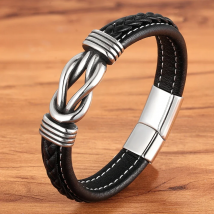 XQNI Irregular Winding Graphic Large Accessory Stainless Steel Men's Leather Bracelet Different Color Combination Bracelet Gift