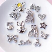 WFFNNKC 10Pcs Glitter Electroplate Accessories Cute Bowknot Bear DIY Crafts Supplies Girl Barrette Art Decor Materials Patch