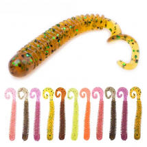 10pcs/Lot Swivel Worms Soft Fishing Lures 6.5cm 1.3g Jig Wobblers Bass Shrimp Fishy Smell Silicone Artificial Bait Pesca Tackle
